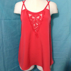 Flowy Criss Cross Strap Tank Top Blouse Pink